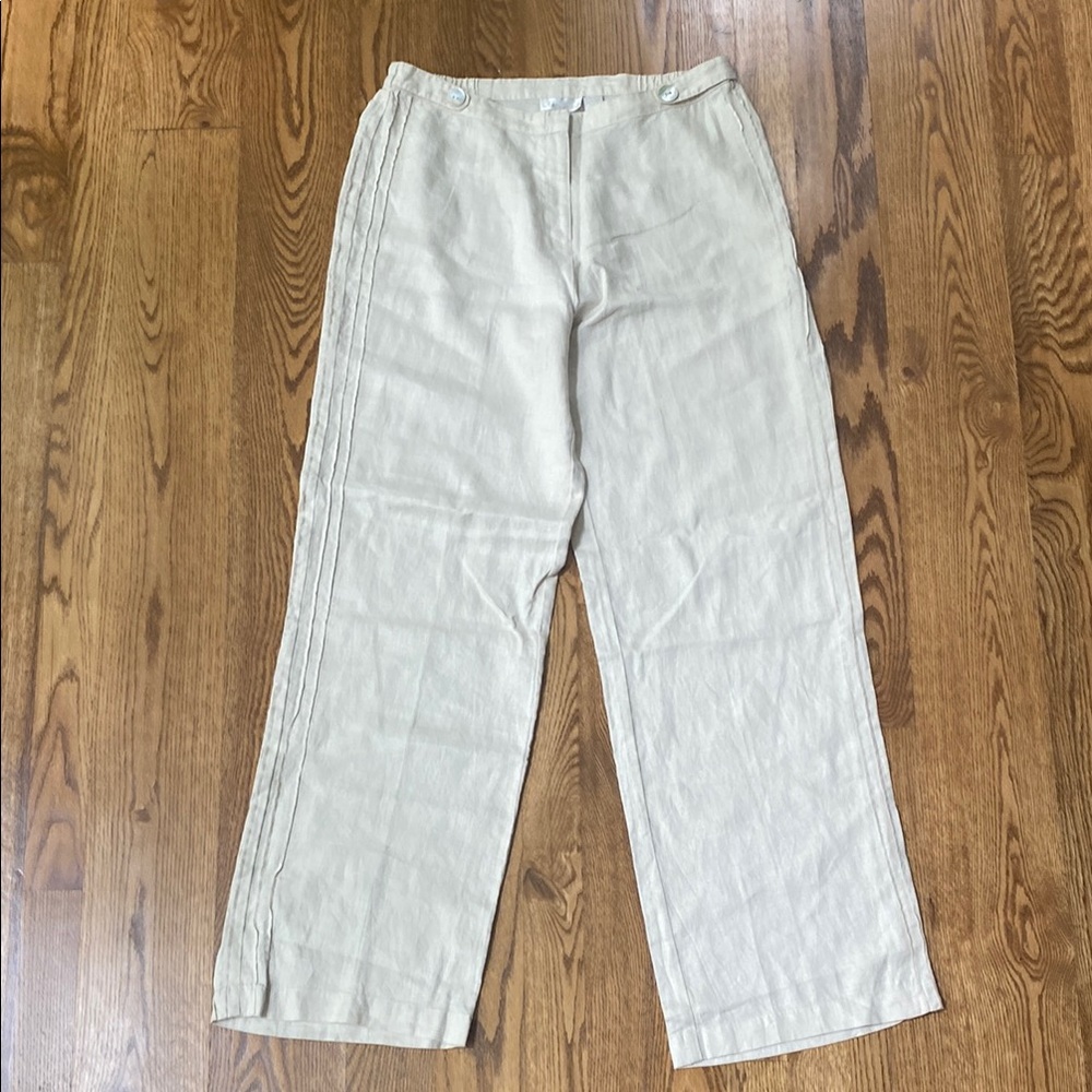 100% linen straight leg pant cream minimalist lightweight light academia medium